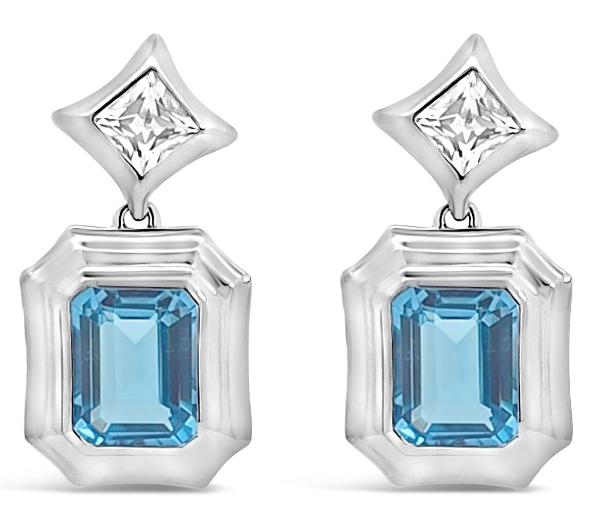 Margo Manhattan Sterling Blue & White Topaz Shannah Earrings