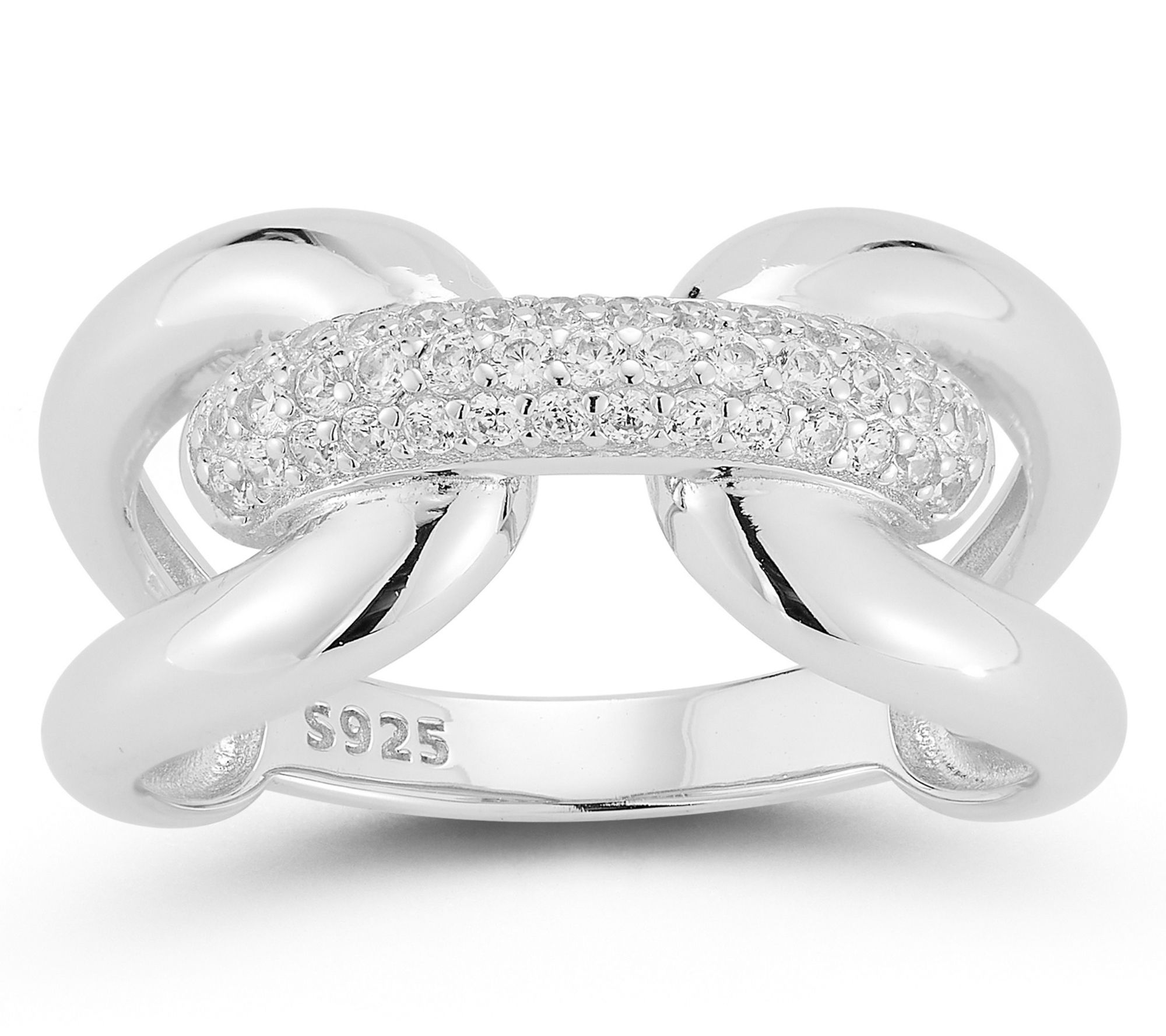 Sterlina Silver Pave Bold Link Ring, Sterling