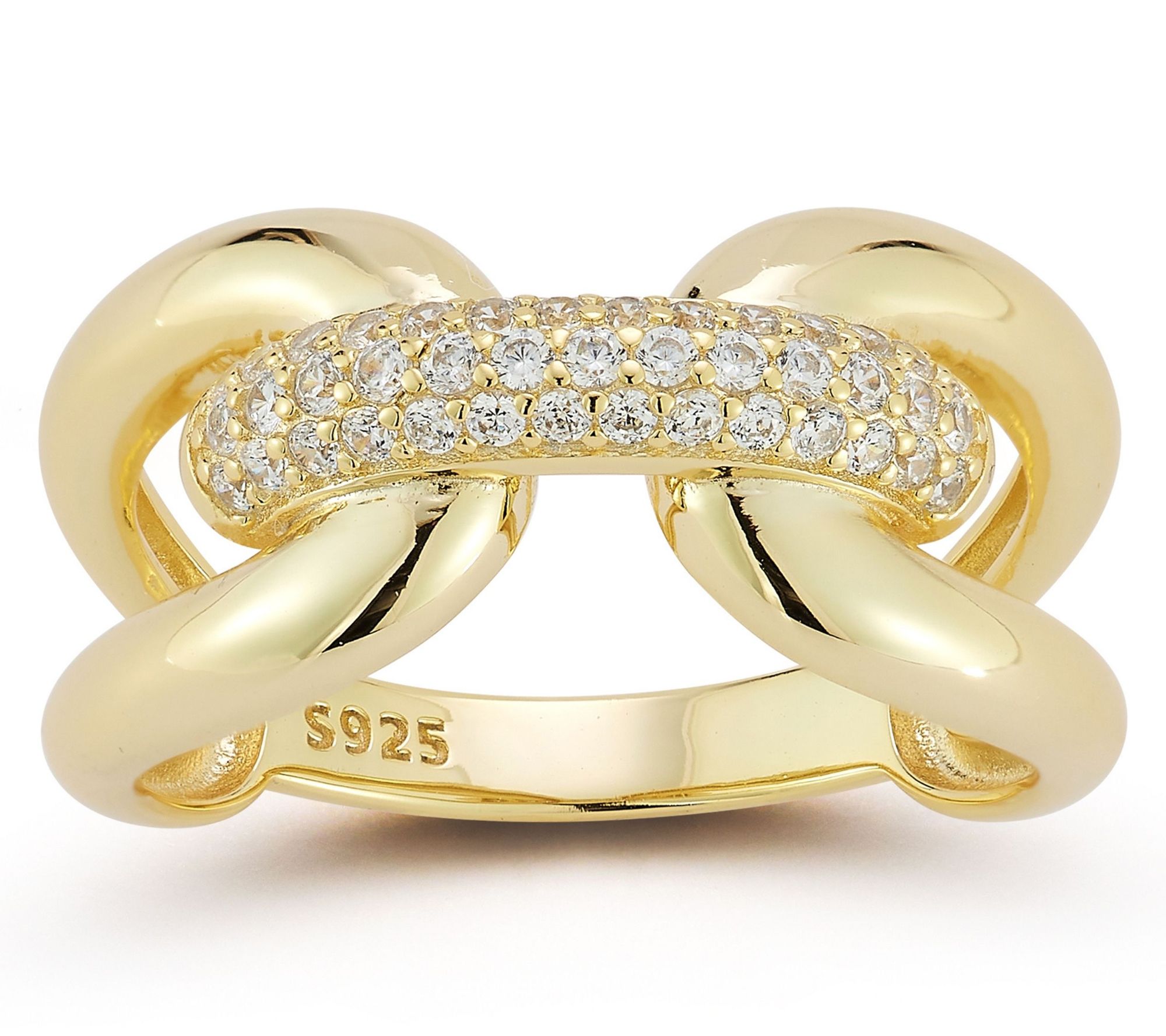 Sterlina Silver Pave Bold Link Ring, Sterling