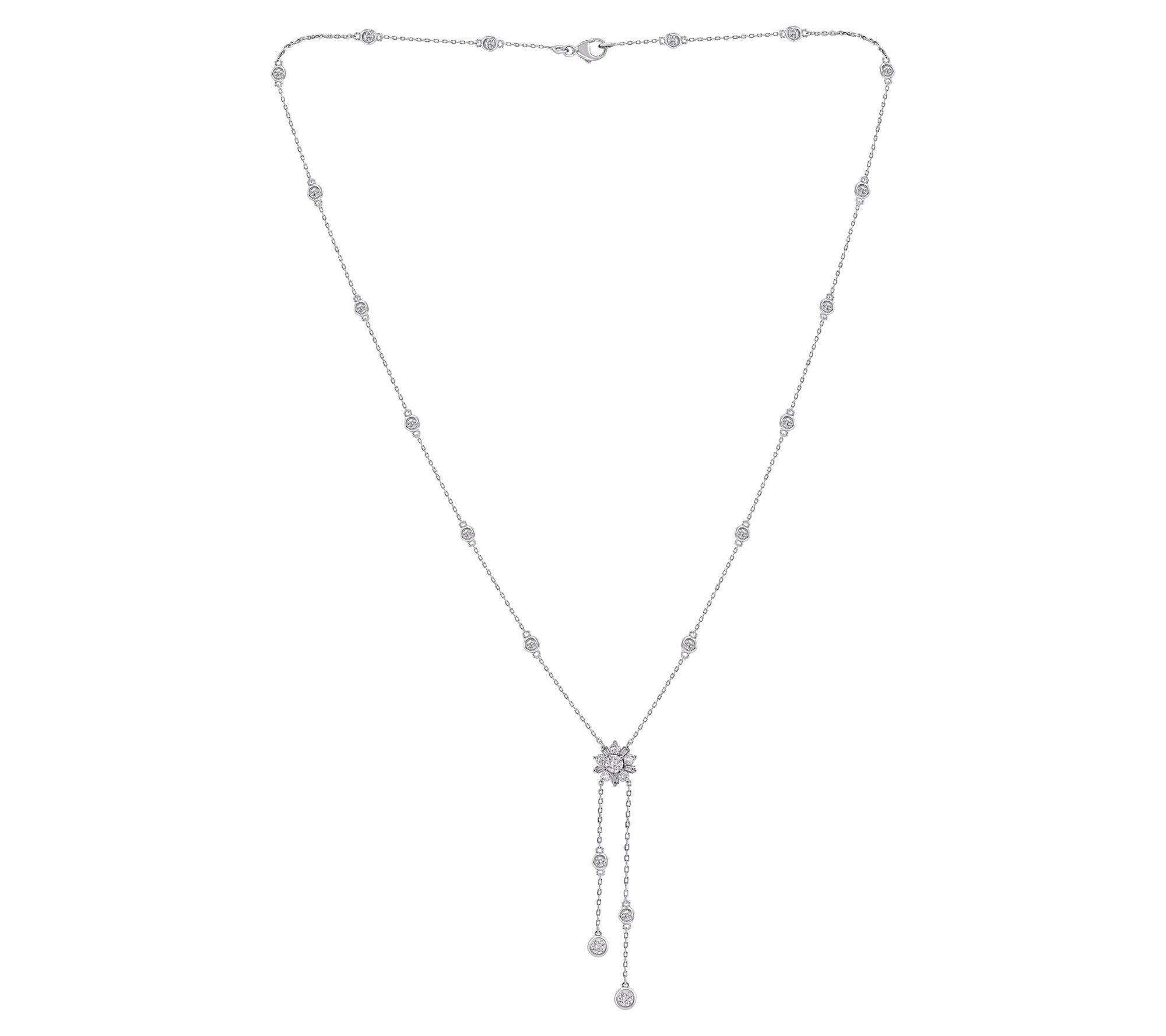 Affinity Diamond 1.50 cttw Station Lariat Necklace, Sterling