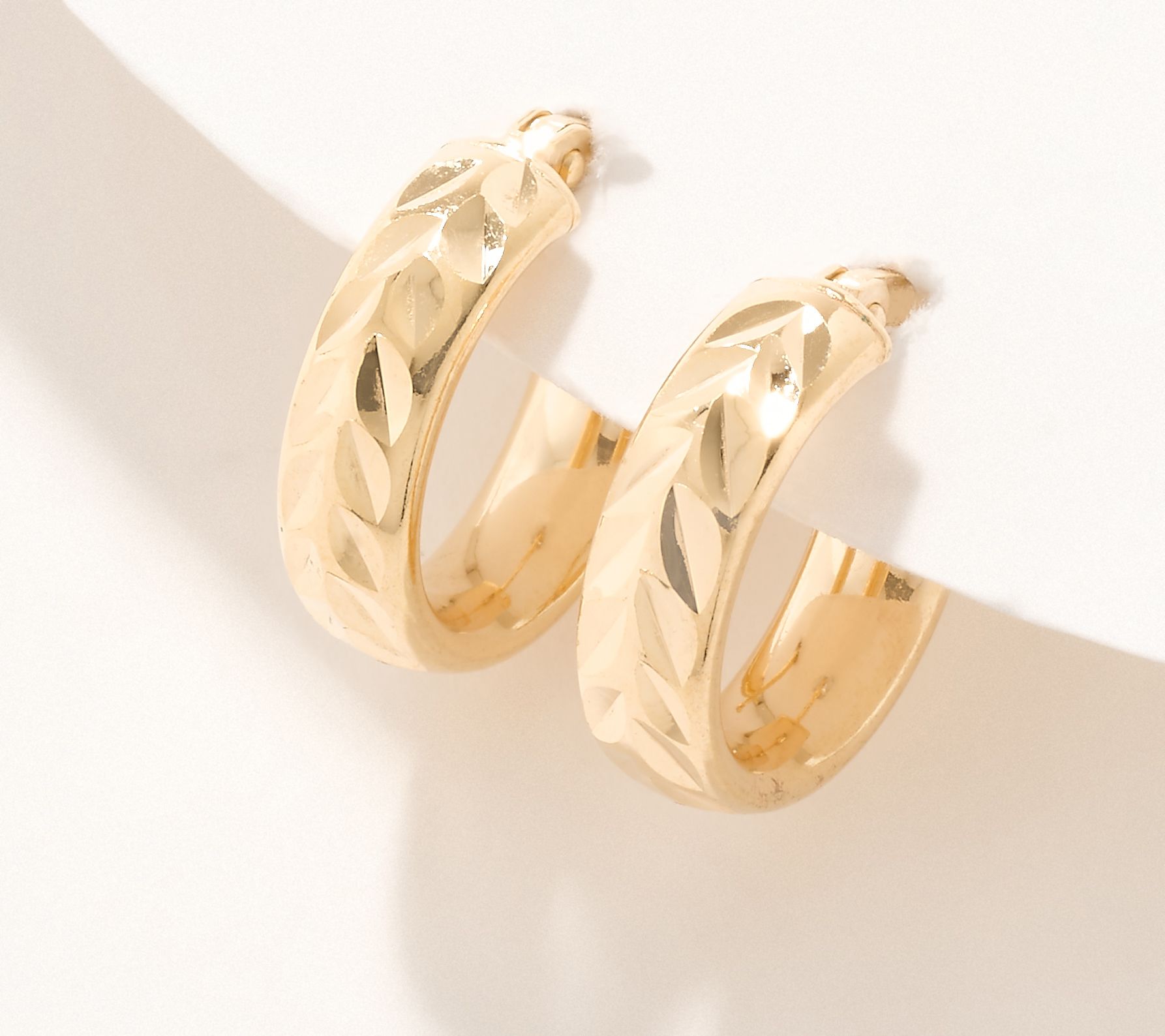 UltraFine 950 Silver Diamond Cut 1/2" Hoop Earrings