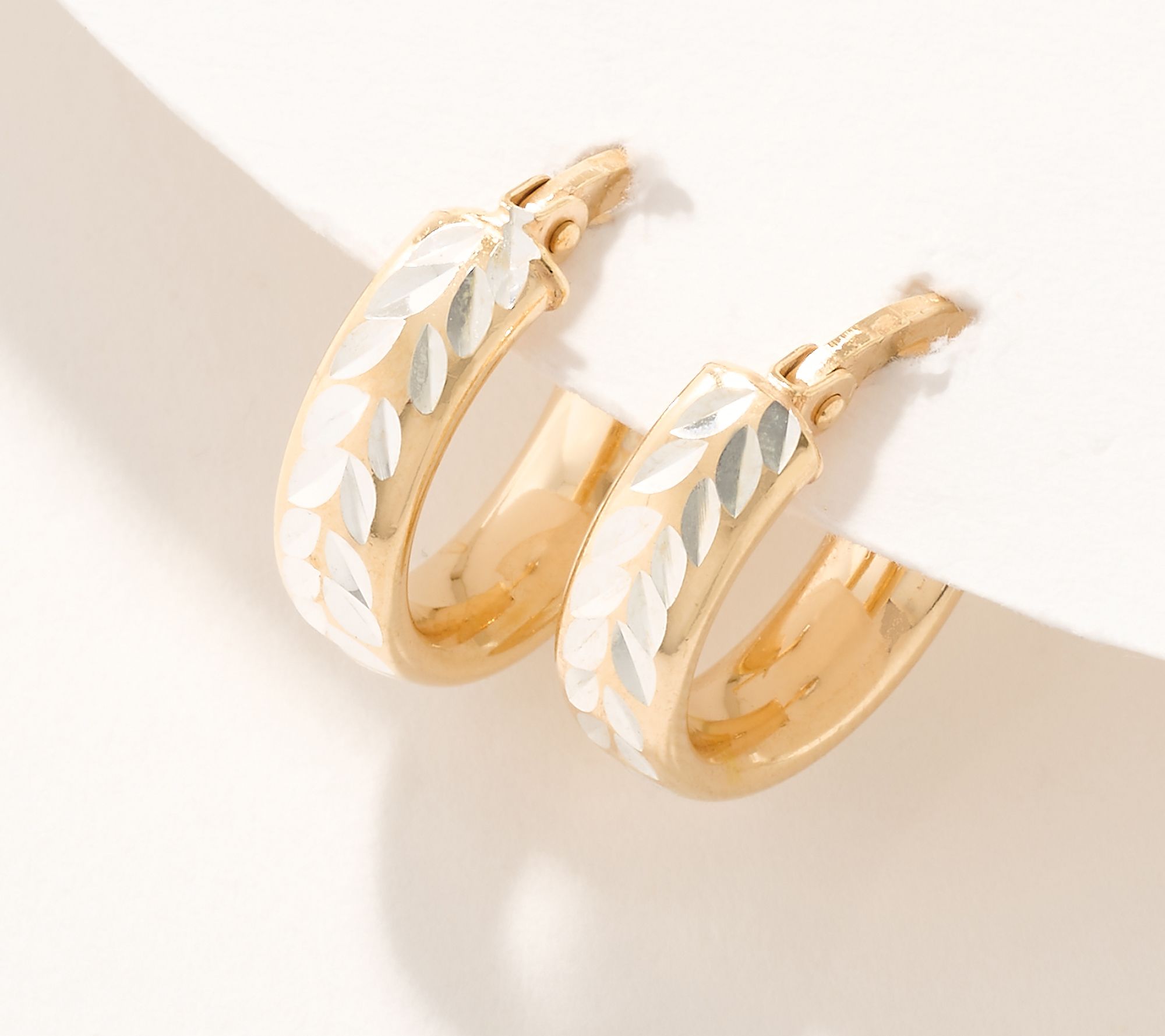 UltraFine 950 Silver Diamond Cut 1/2" Hoop Earrings
