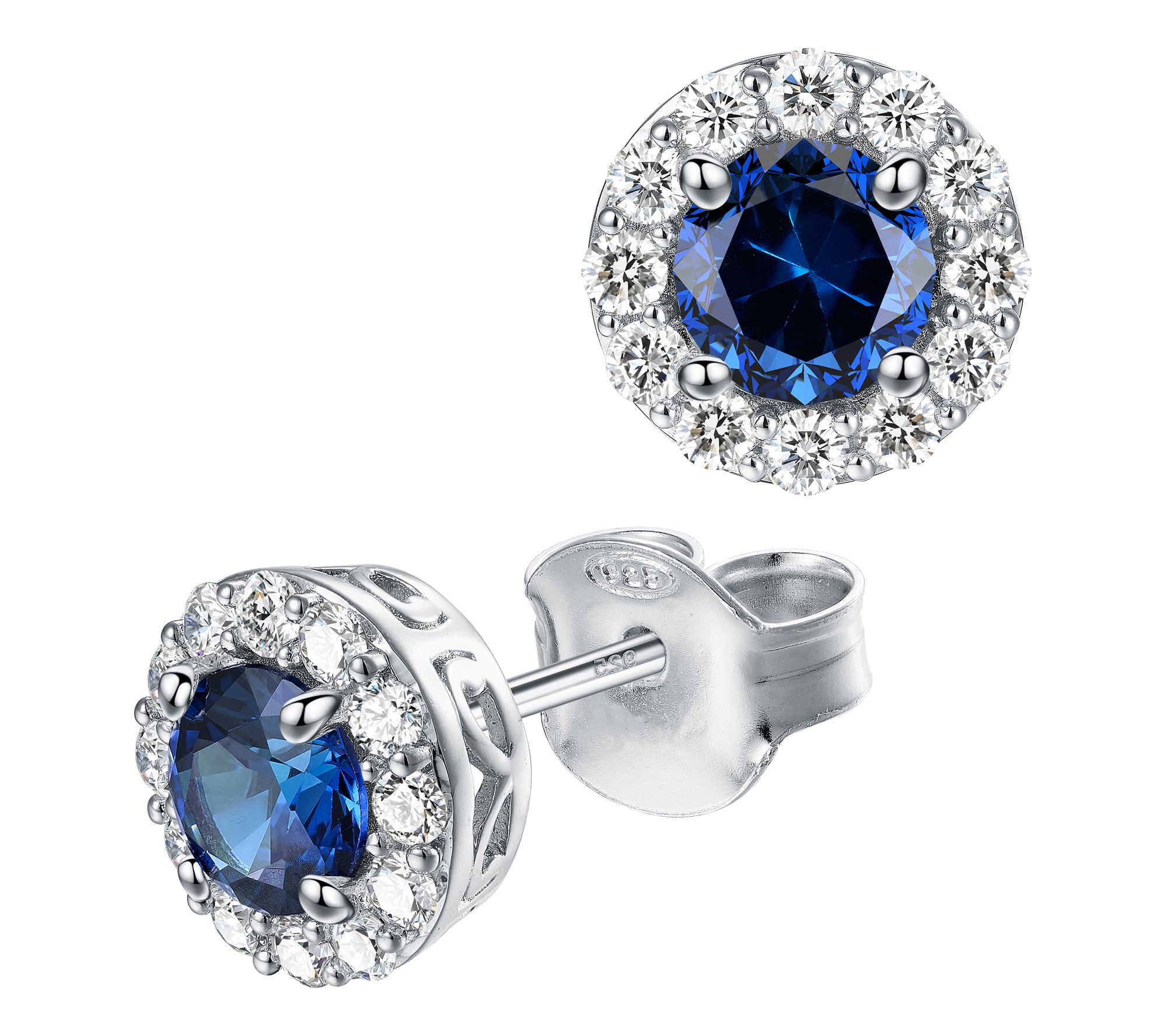 Fire Light Lab-Grown Diamond & Sapphire Earring s, Sterling