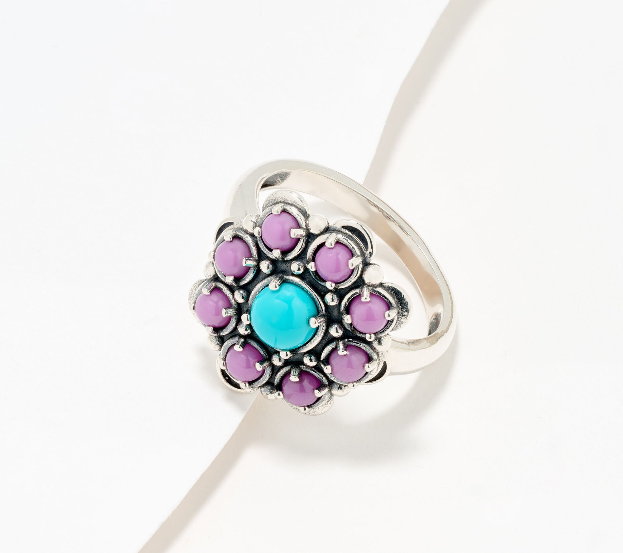  American West Sleeping Beauty Turquoise & Gemstone Band Ring