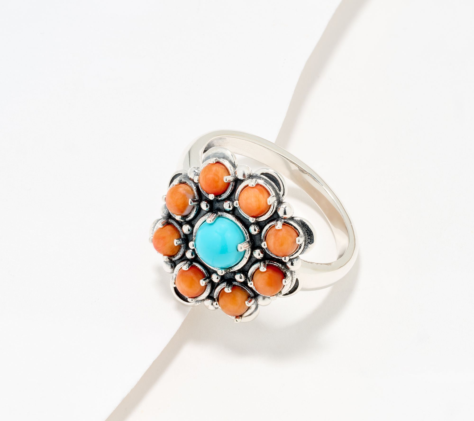 American West Sleeping Beauty Turquoise & Gemstone Band Ring