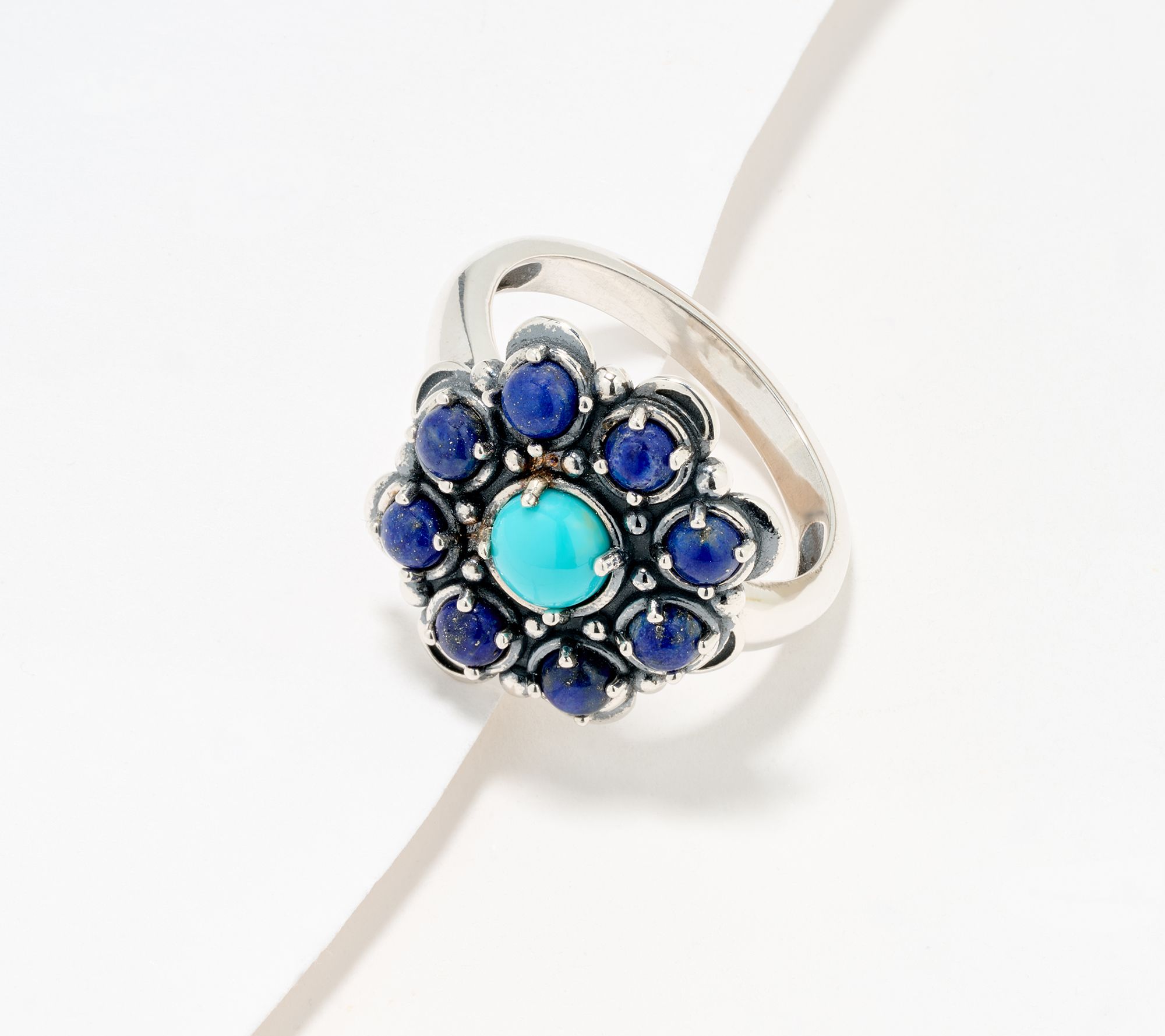 American West Sleeping Beauty Turquoise & Gemstone Band Ring