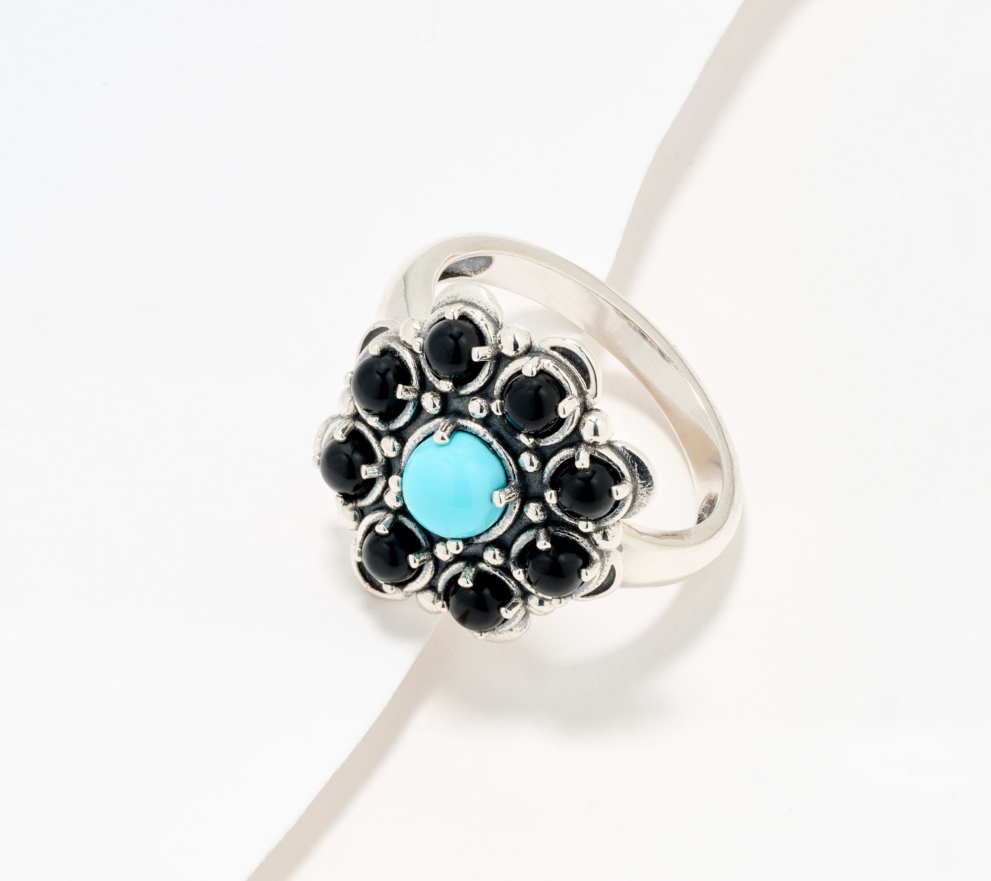 American West Sleeping Beauty Turquoise & Gemstone Band Ring