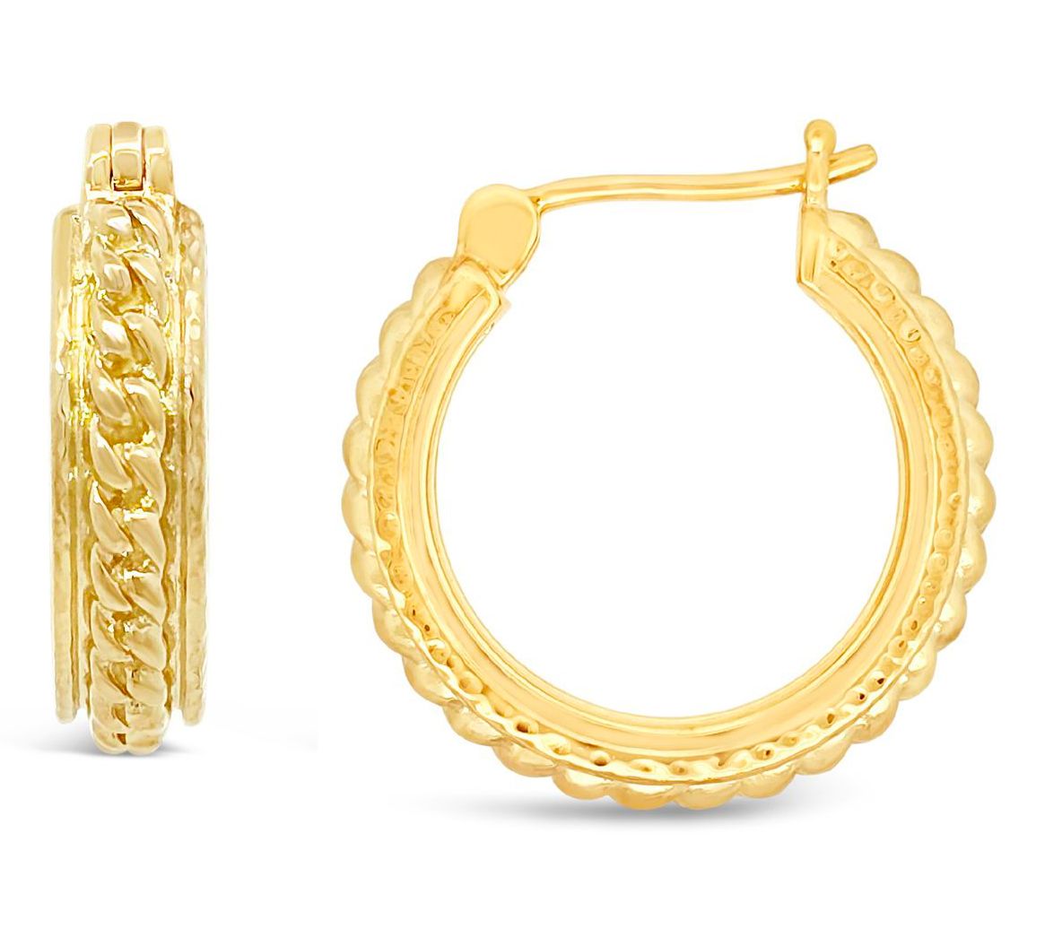 Ariva 18K Gold Clad Cable Hoop Earrings
