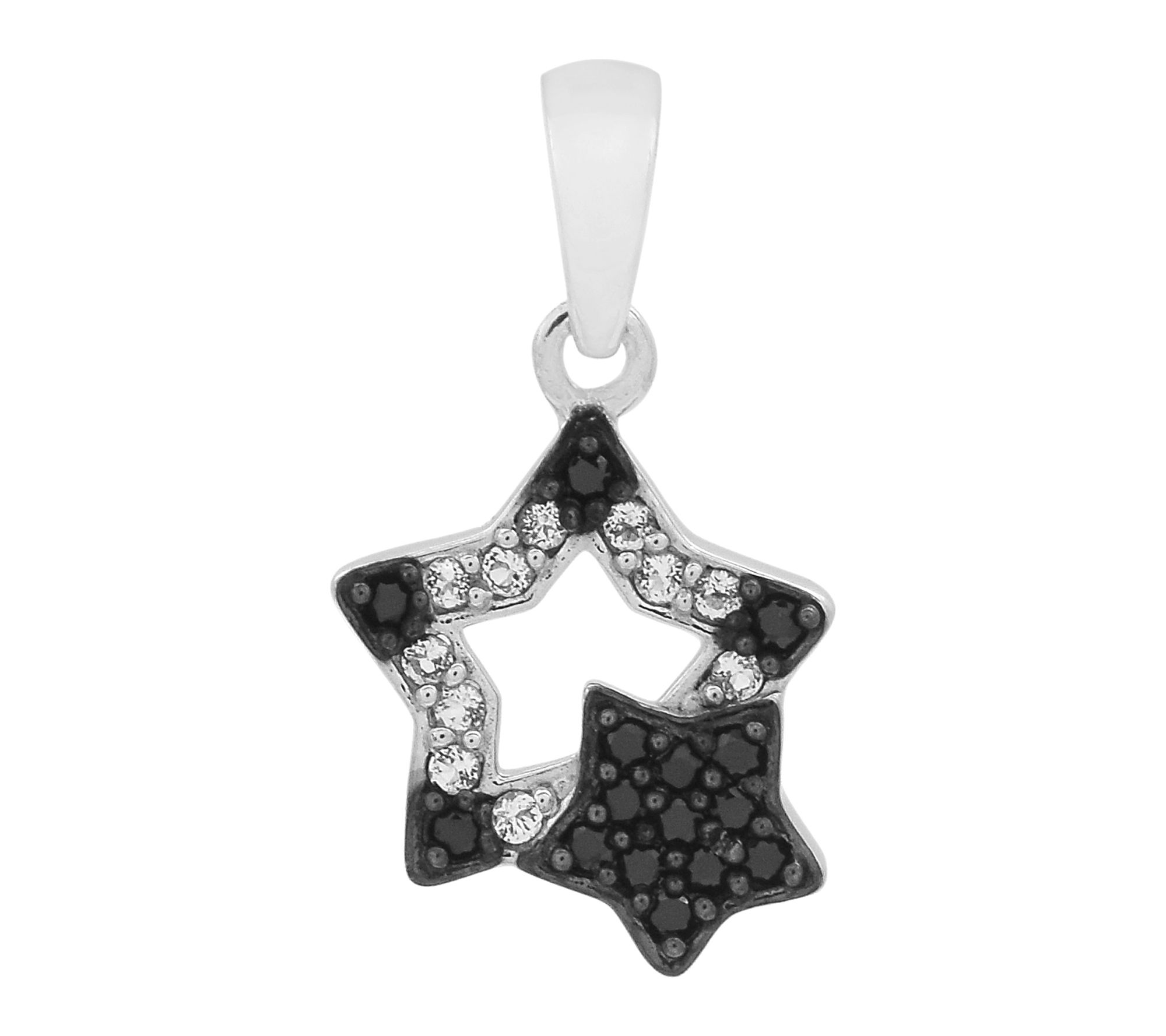 Affinity Gems Black Spinel & Topaz Star Pendant, Sterling