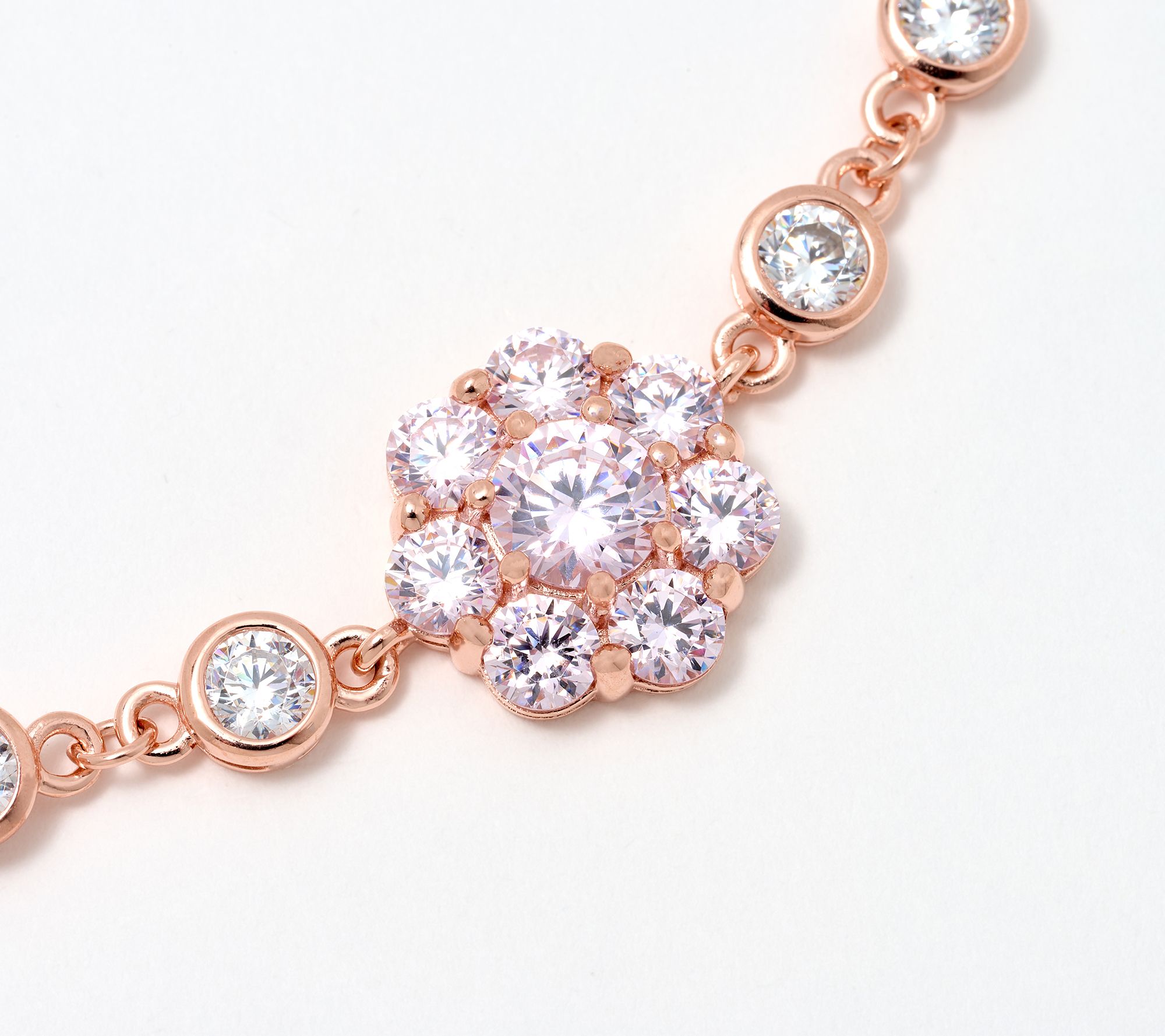 Diamonique x Lulu Frost Pink Flower Necklace, Sterling Silver