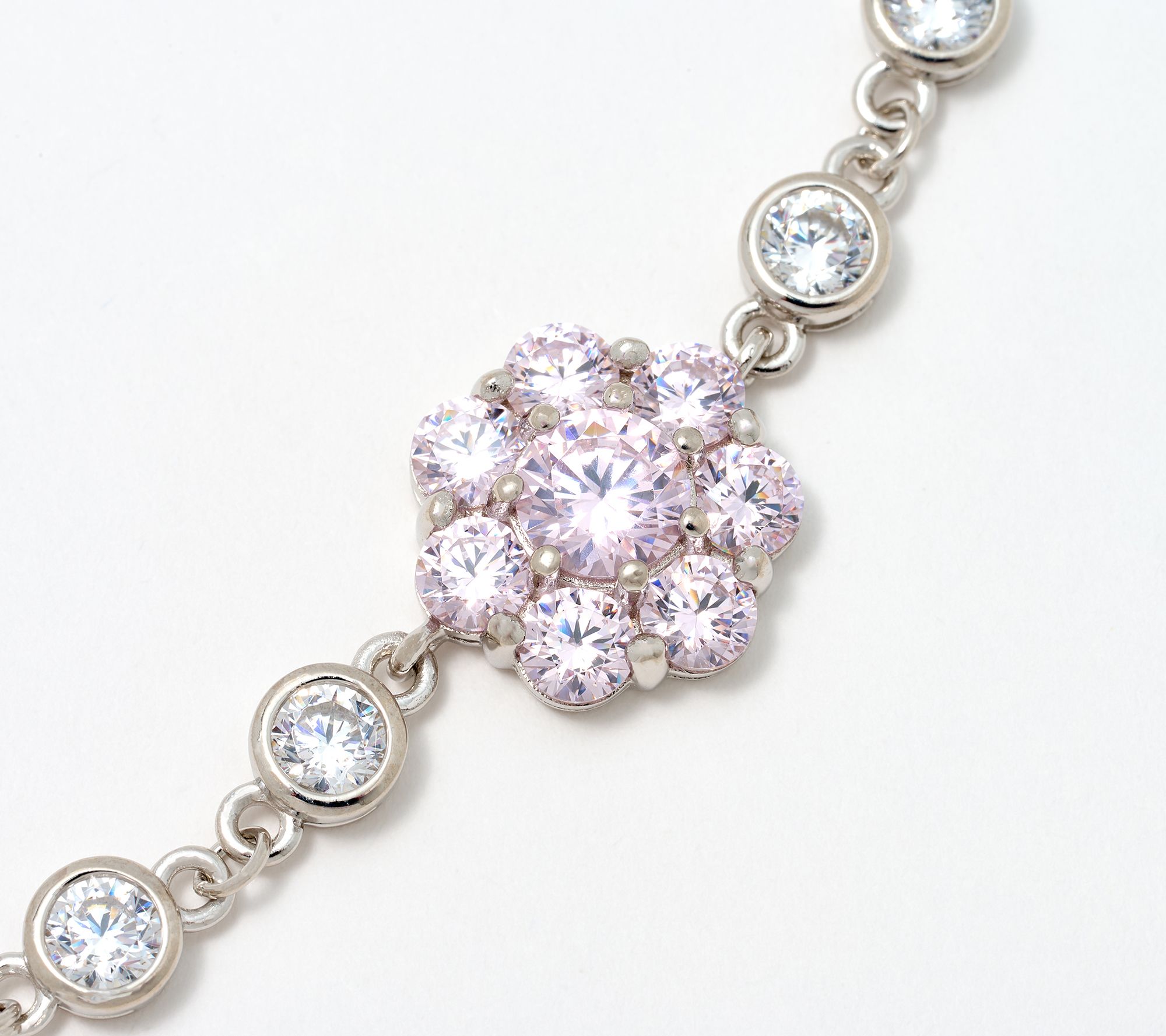 Diamonique x Lulu Frost Pink Flower Necklace, Sterling Silver