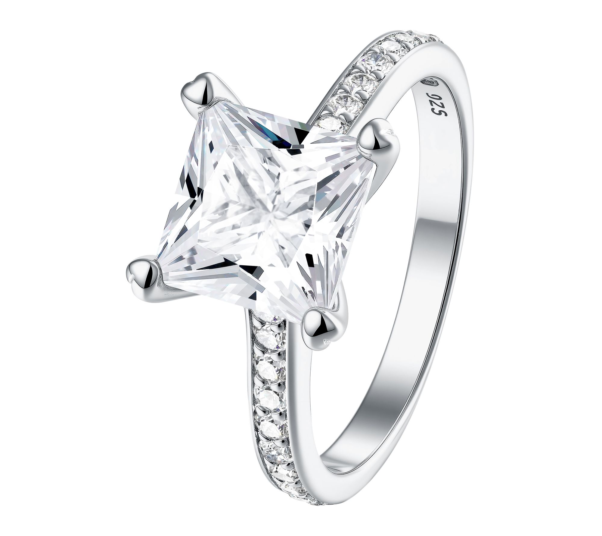 Diamonique 4.75 ctttw Princess Cut Pave Band Ring, Sterling