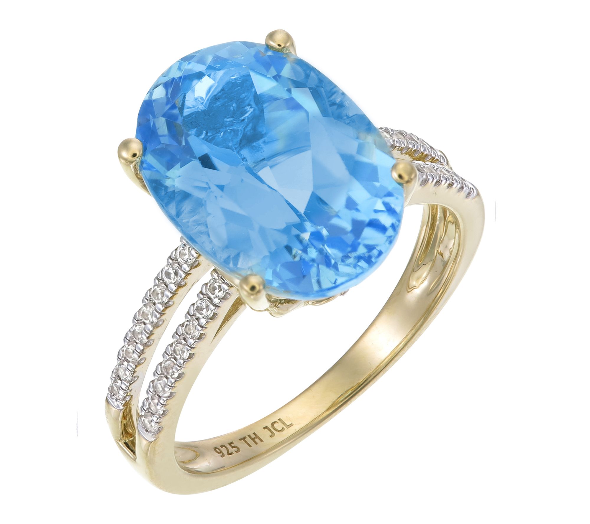 Affinity Gems Sky Blue Topaz & White Zircon Ring, 14K Plated