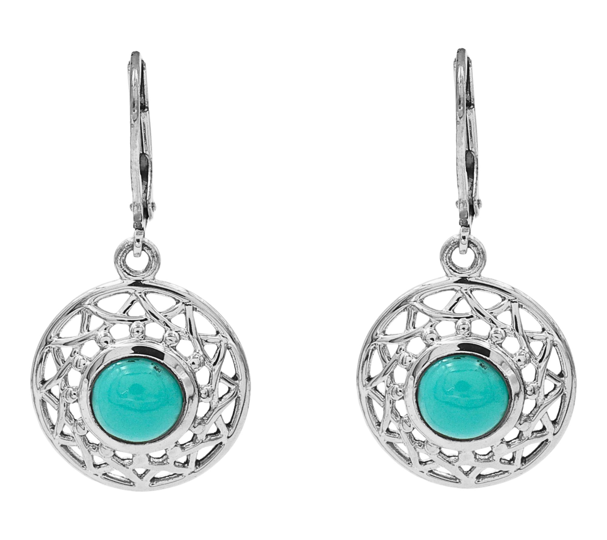 Artisan Crafted Sterling Textured Turquoise Dangle Earrings