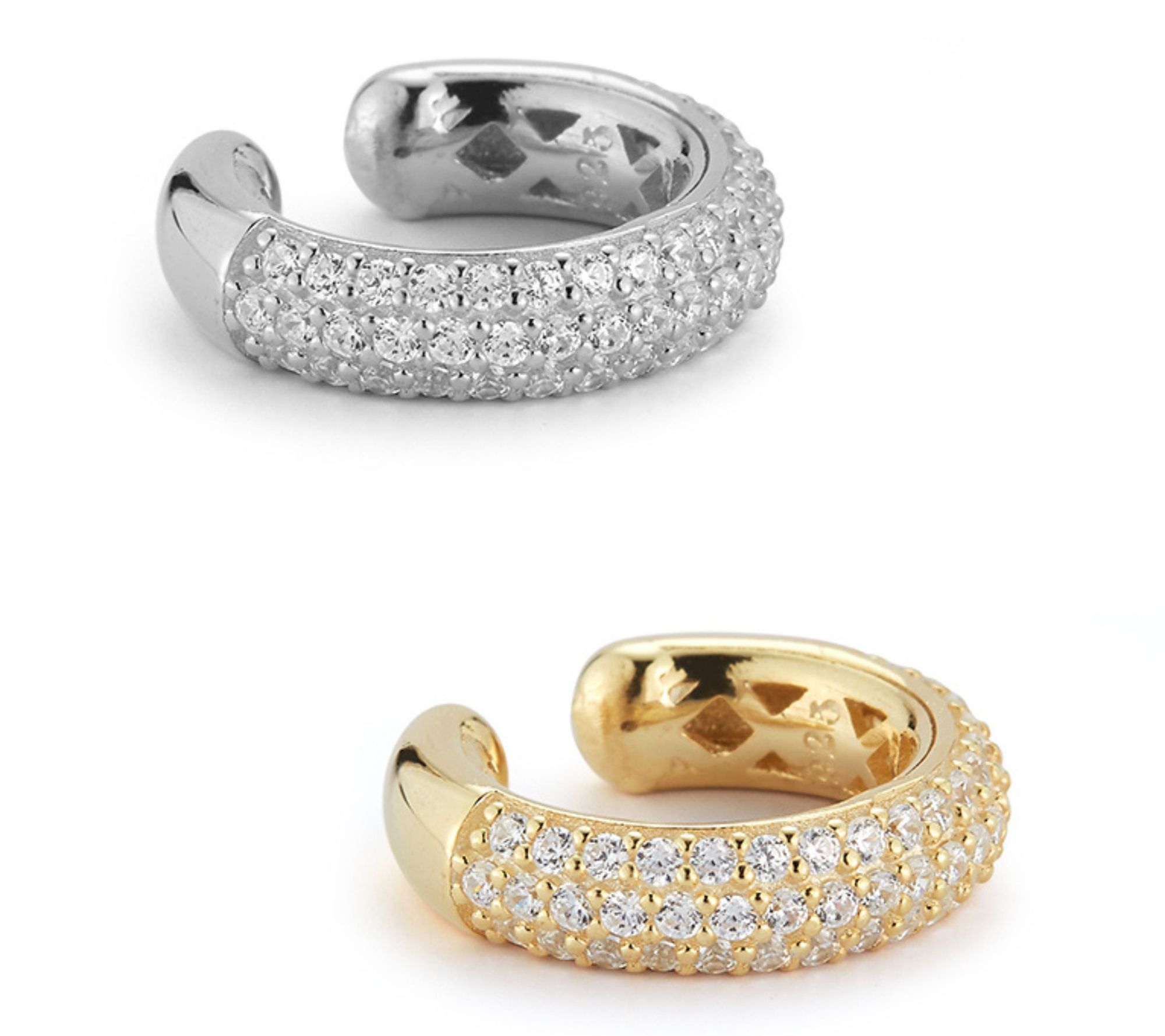 Sterlina Silver Set of 2 Pave Earring Cuffs, Sterling