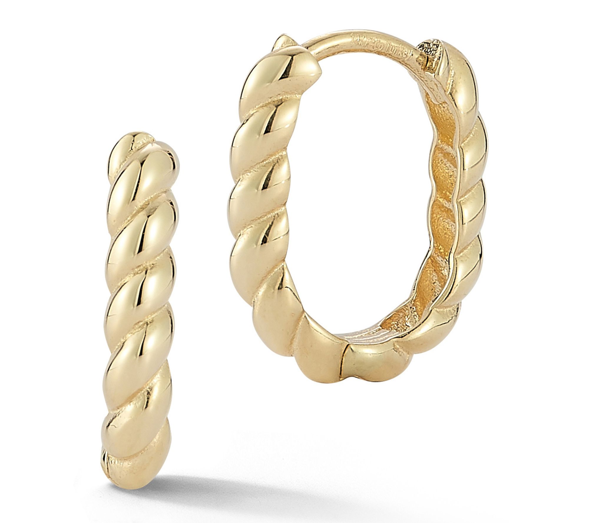 Luminosa Gold Oval Twist Hoop Earrings, 14K