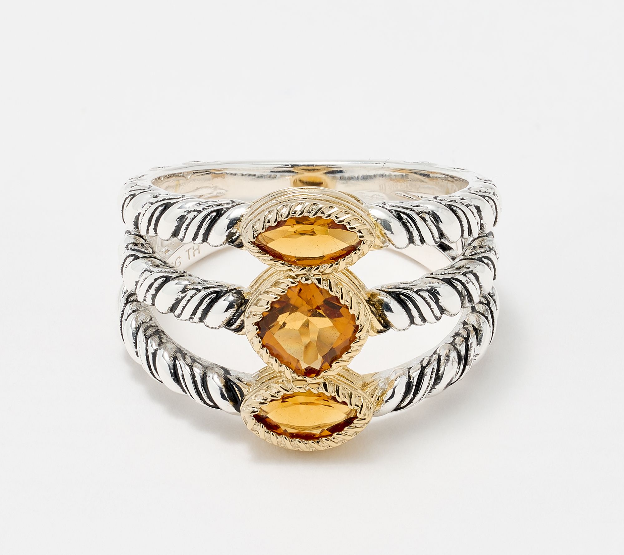 Christian James by Scott Grimes Two-tone Multi-Ripple Gemstone Ring