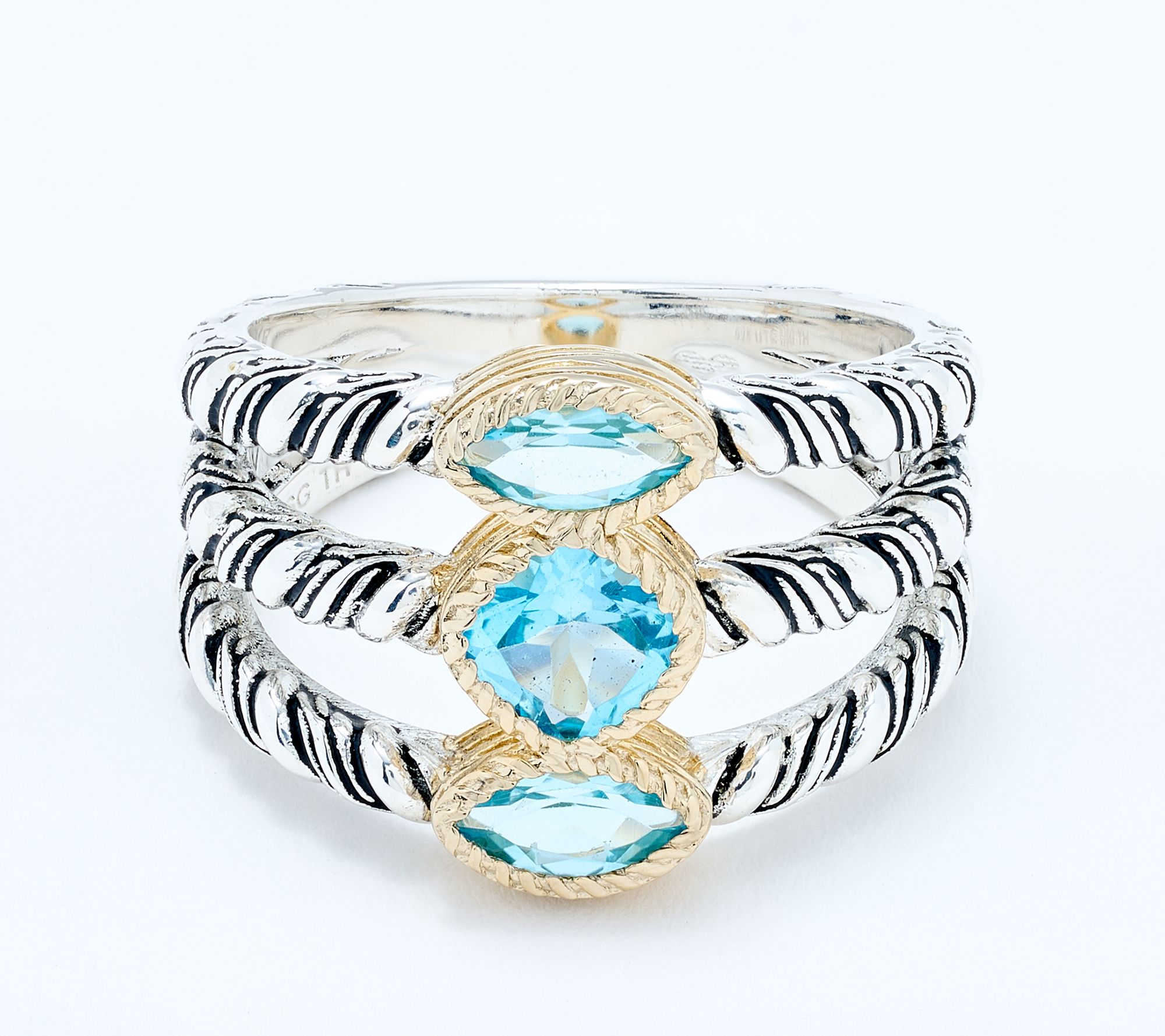 Christian James by Scott Grimes Two-tone Multi-Ripple Gemstone Ring