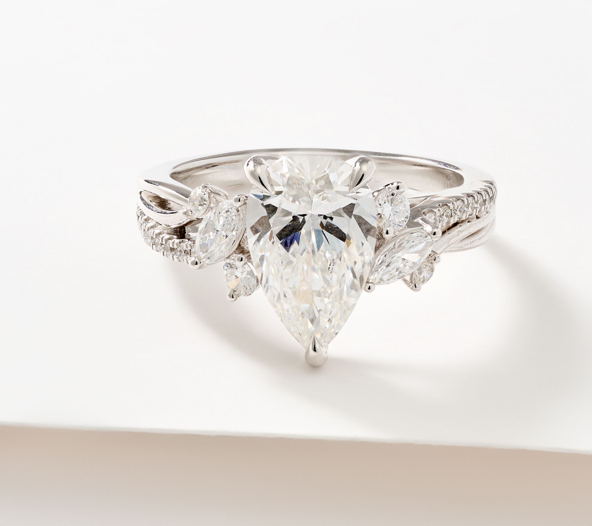  Fire Light Lab Grown Diamond 3 cttw Pear Center Stone Ring, 14K