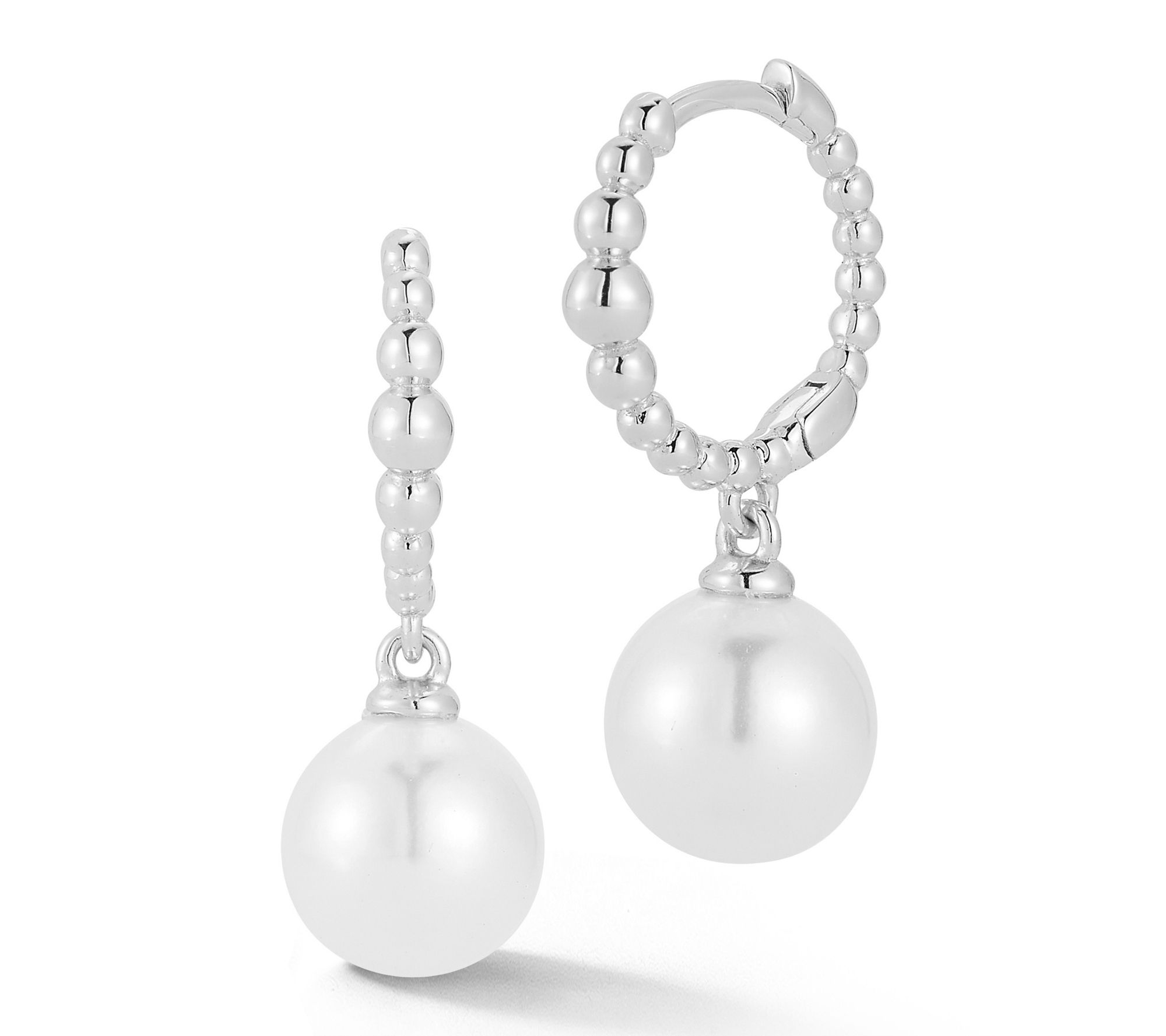 Sterlina Silver Cultured Pearl Charm Hoop Earrings, Sterling