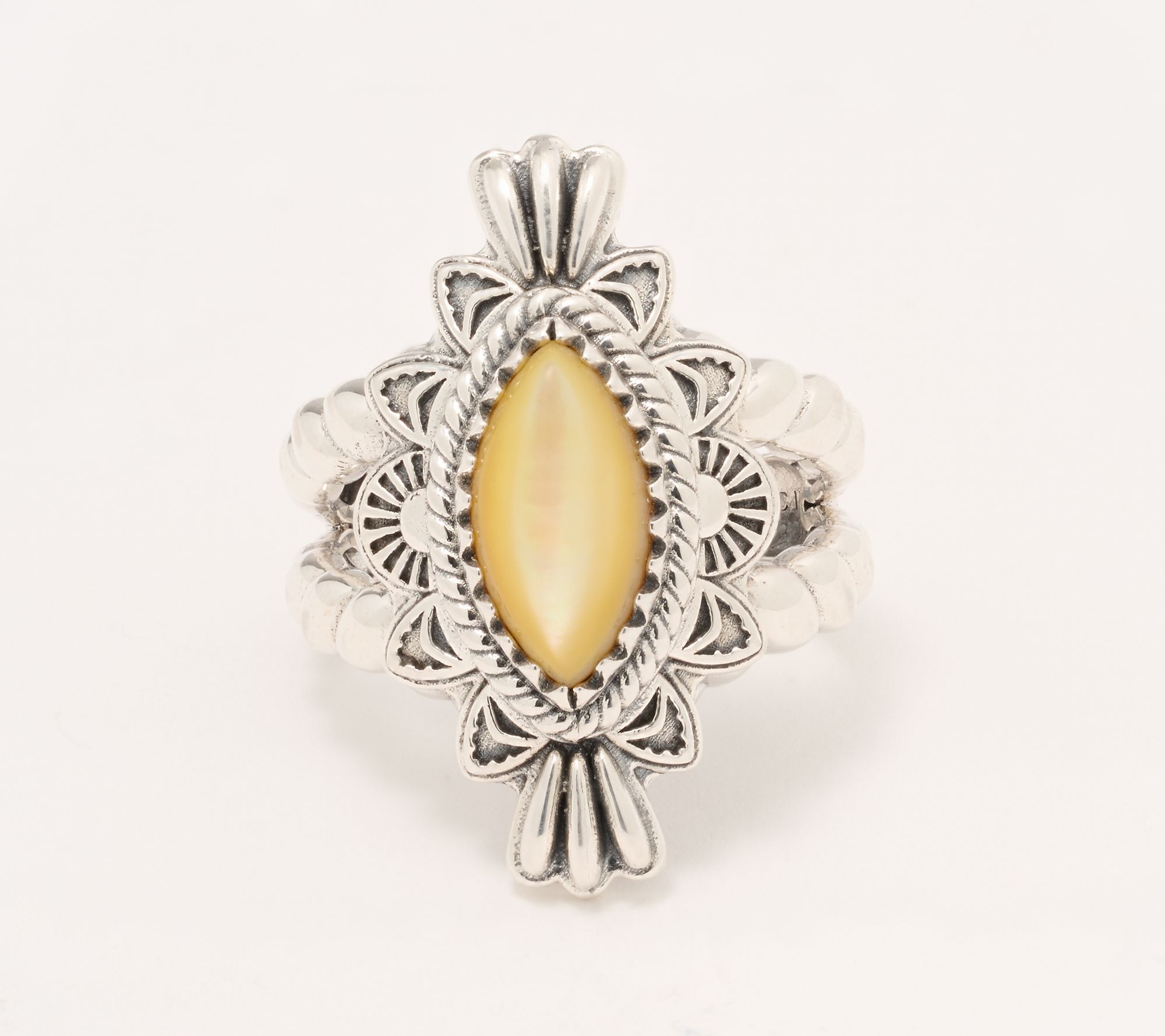 American West Sterling Marquise Gemstone Rope Ring