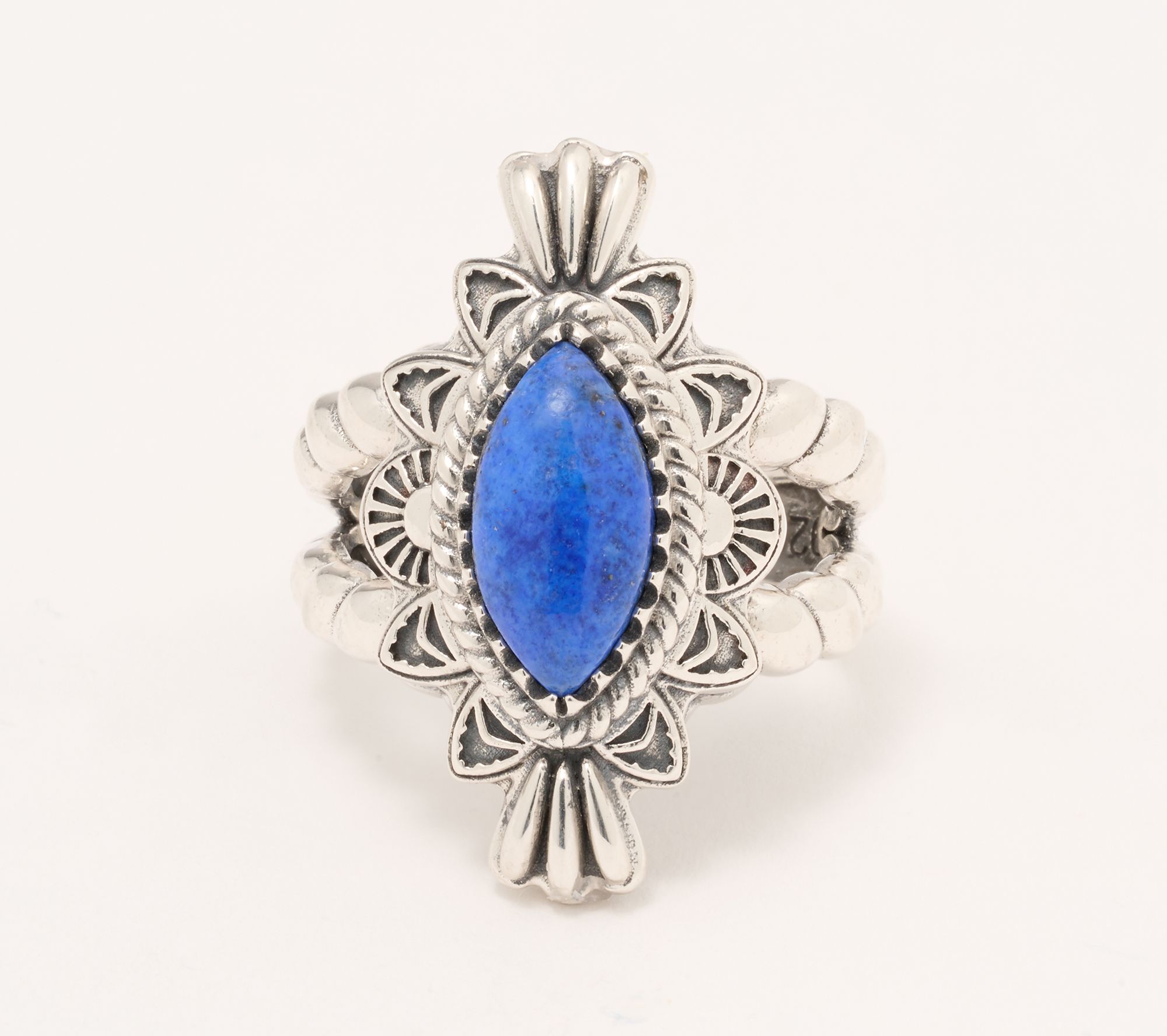 American West Sterling Marquise Gemstone Rope Ring