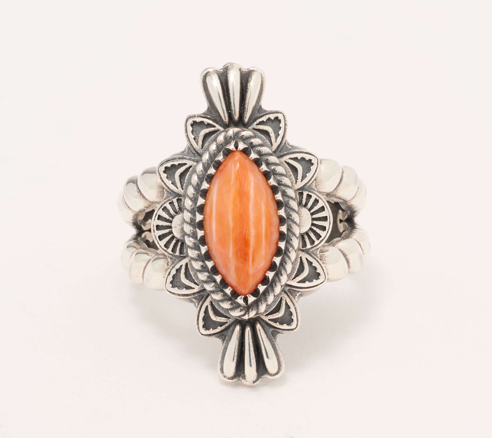 American West Sterling Marquise Gemstone Rope Ring