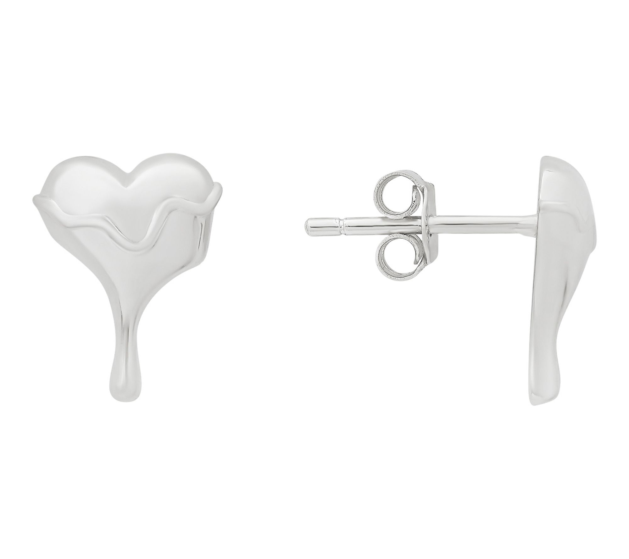 Sterling Silver 'Melting Gold' Heart Stud Earrings