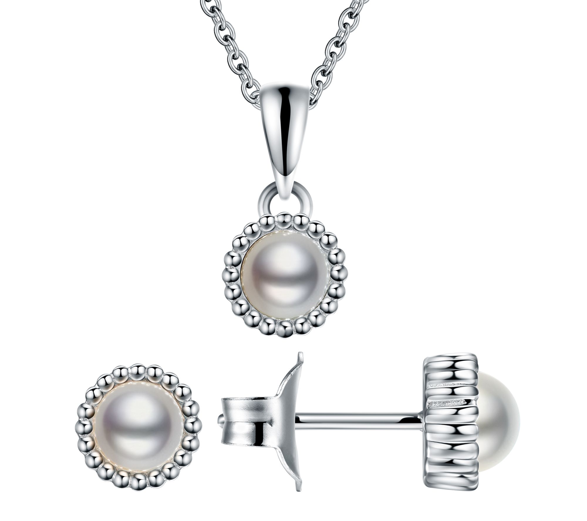 Affinity Gems Halo Birthstone Necklace & Earring Set, Sterling