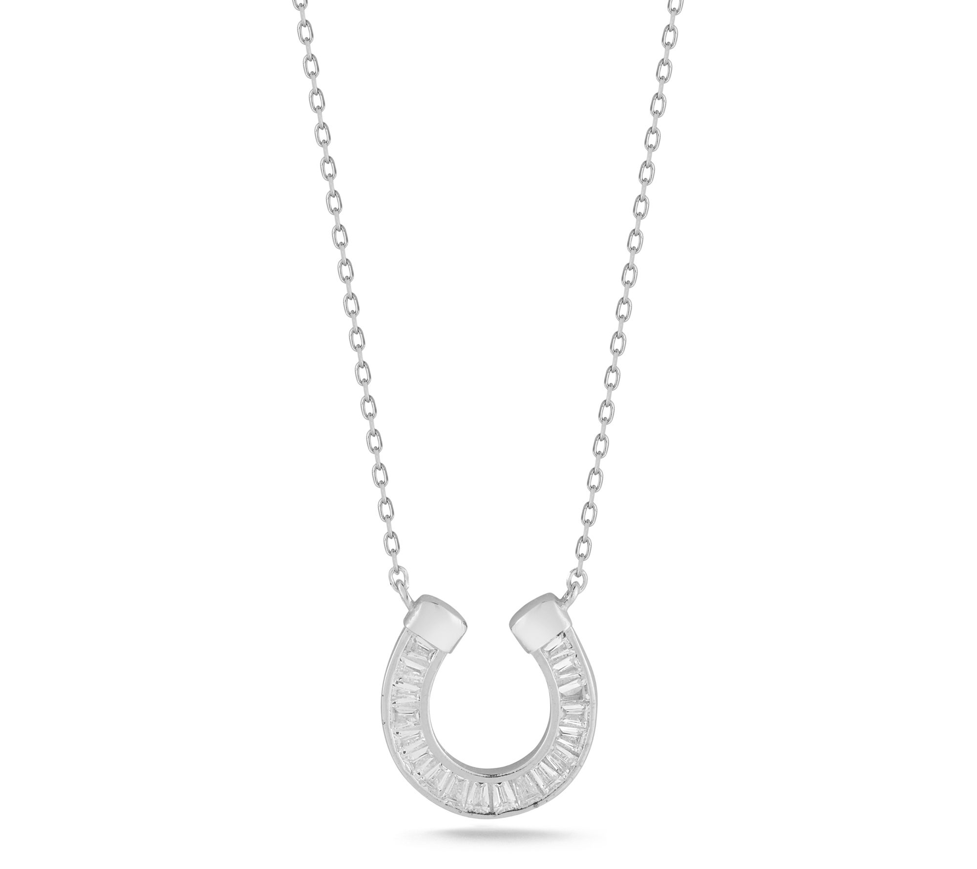 Sterlina Silver Baguette Horseshoe Necklace, Sterling