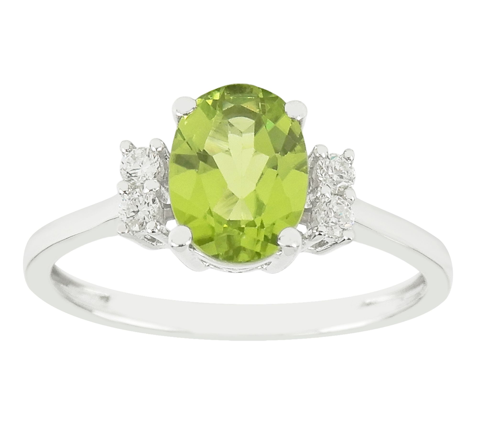 Diamonique & Peridot Ring, Sterling Silver