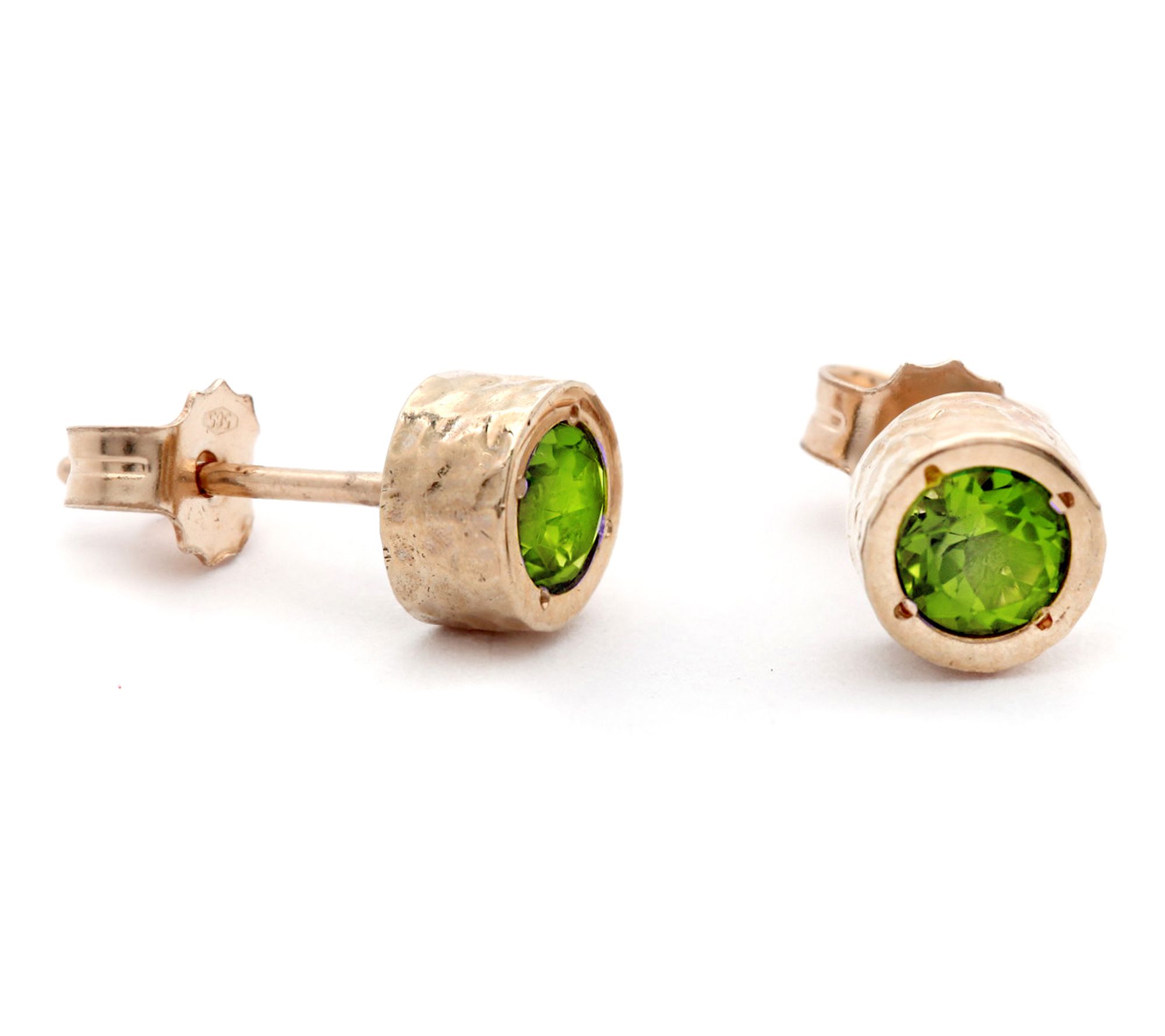 Adi Paz 14K Gold Textured Round Gemstone Stud Earrings