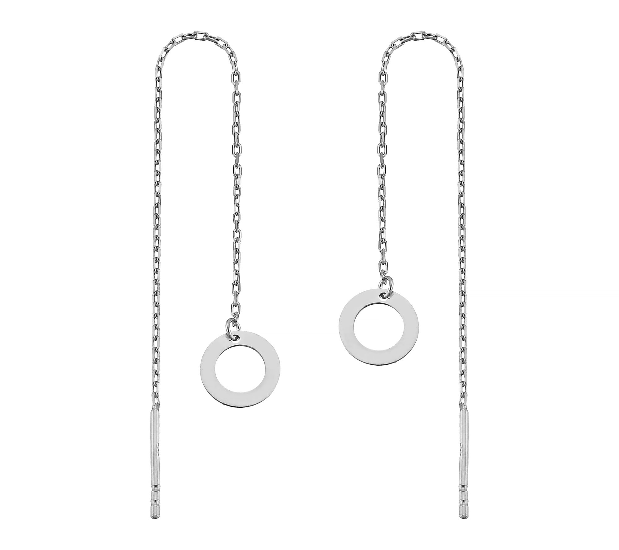Silver Style Ci rcle  Design Th reader Earrings ,  Sterling