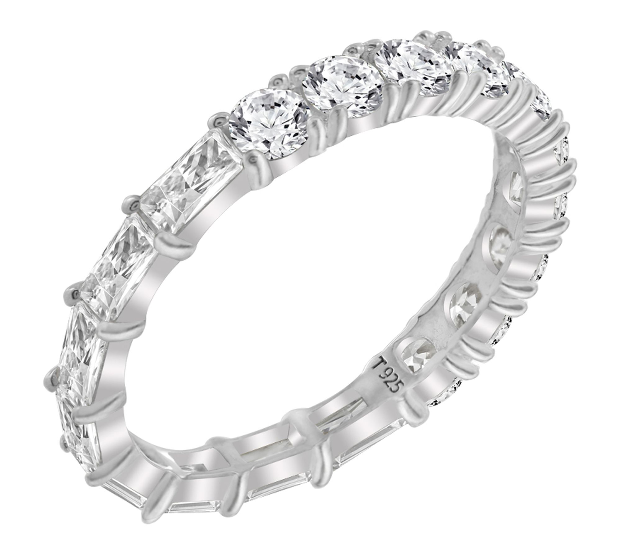 Diamonique 2.85 cttw Multi-Cut Band Ring, Sterling Silver