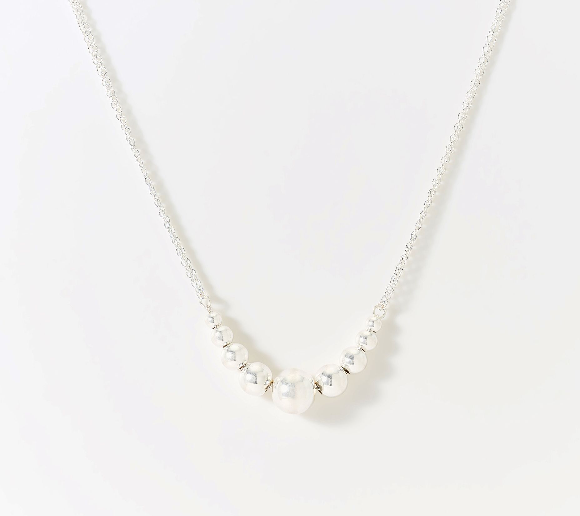 Ultrafine 950 Silver 18"-33" Adjustable 5 Bead Necklace