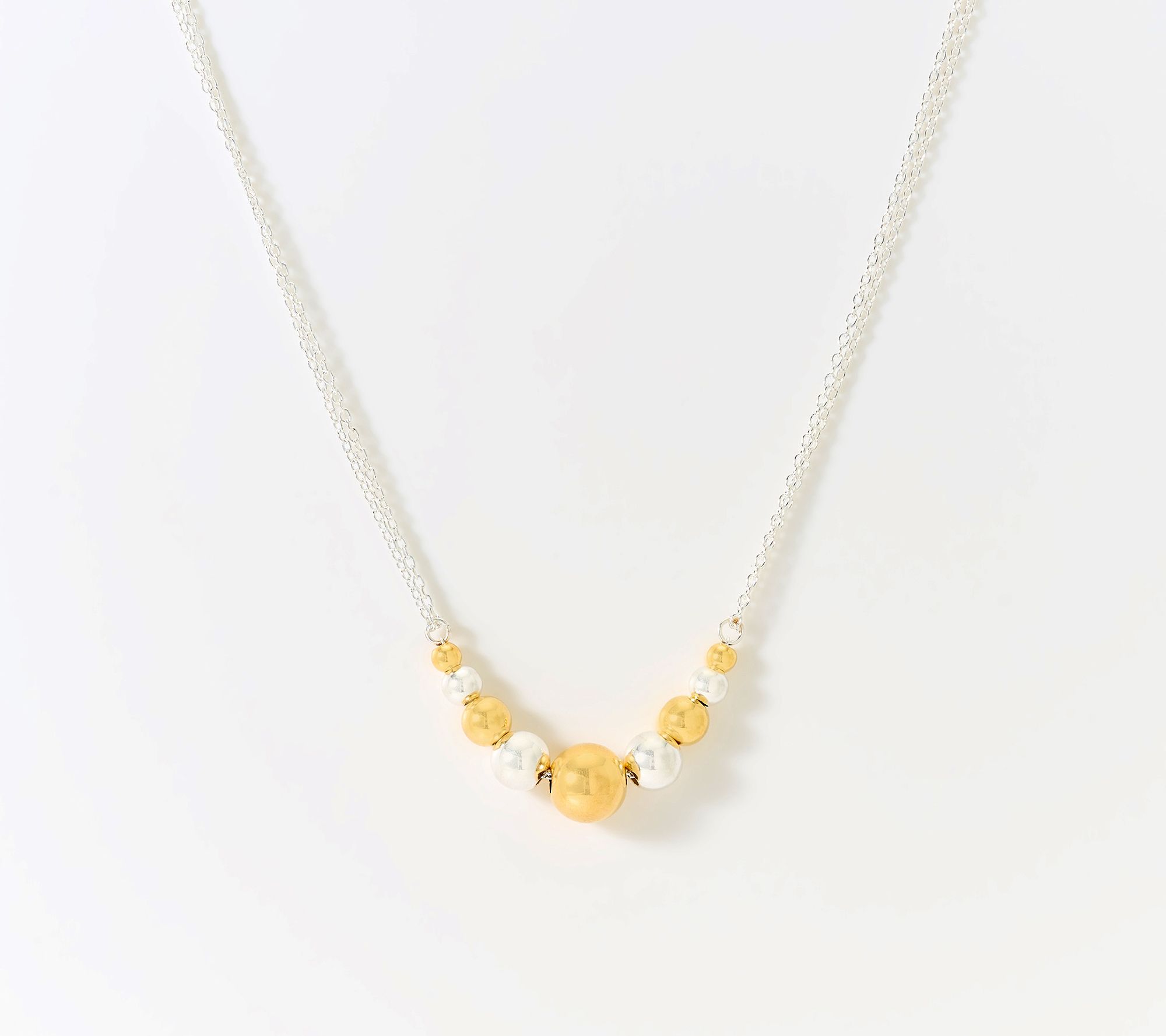 Ultrafine 950 Silver 18"-33" Adjustable 5 Bead Necklace