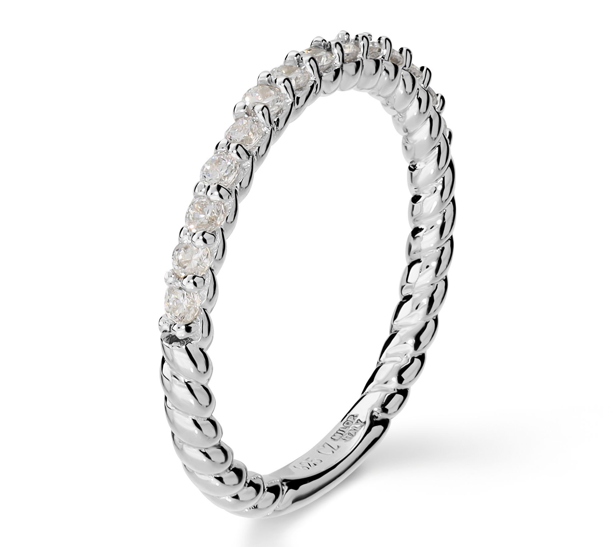 Diamonique Twisted Band Ring, Sterling Silver