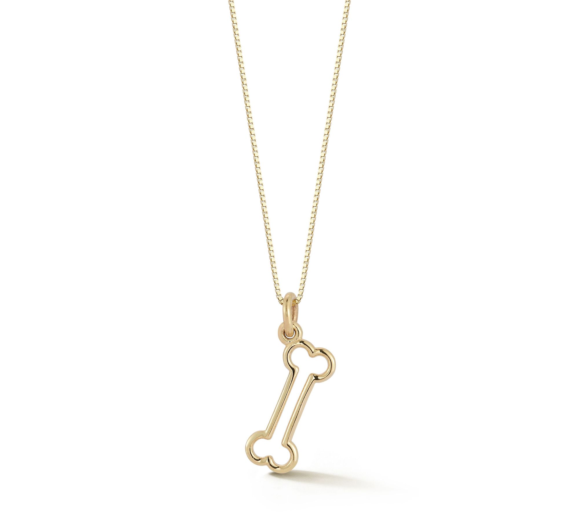 Italian Gold Bone Pendant w/ Chain, 14K