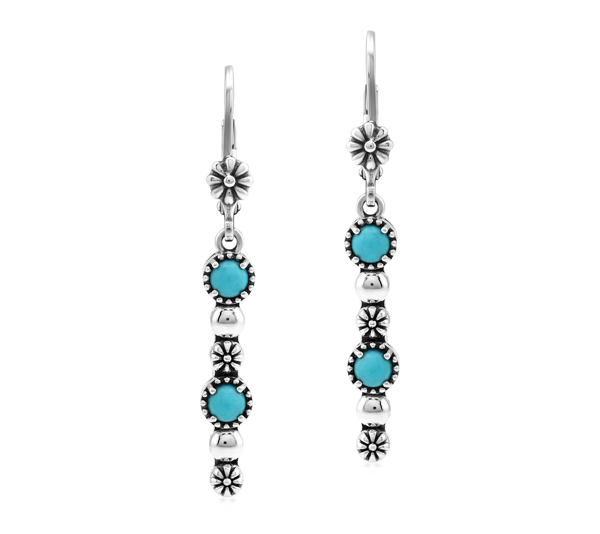 American West Sterling Round Gemstone Concha Li near Earrings