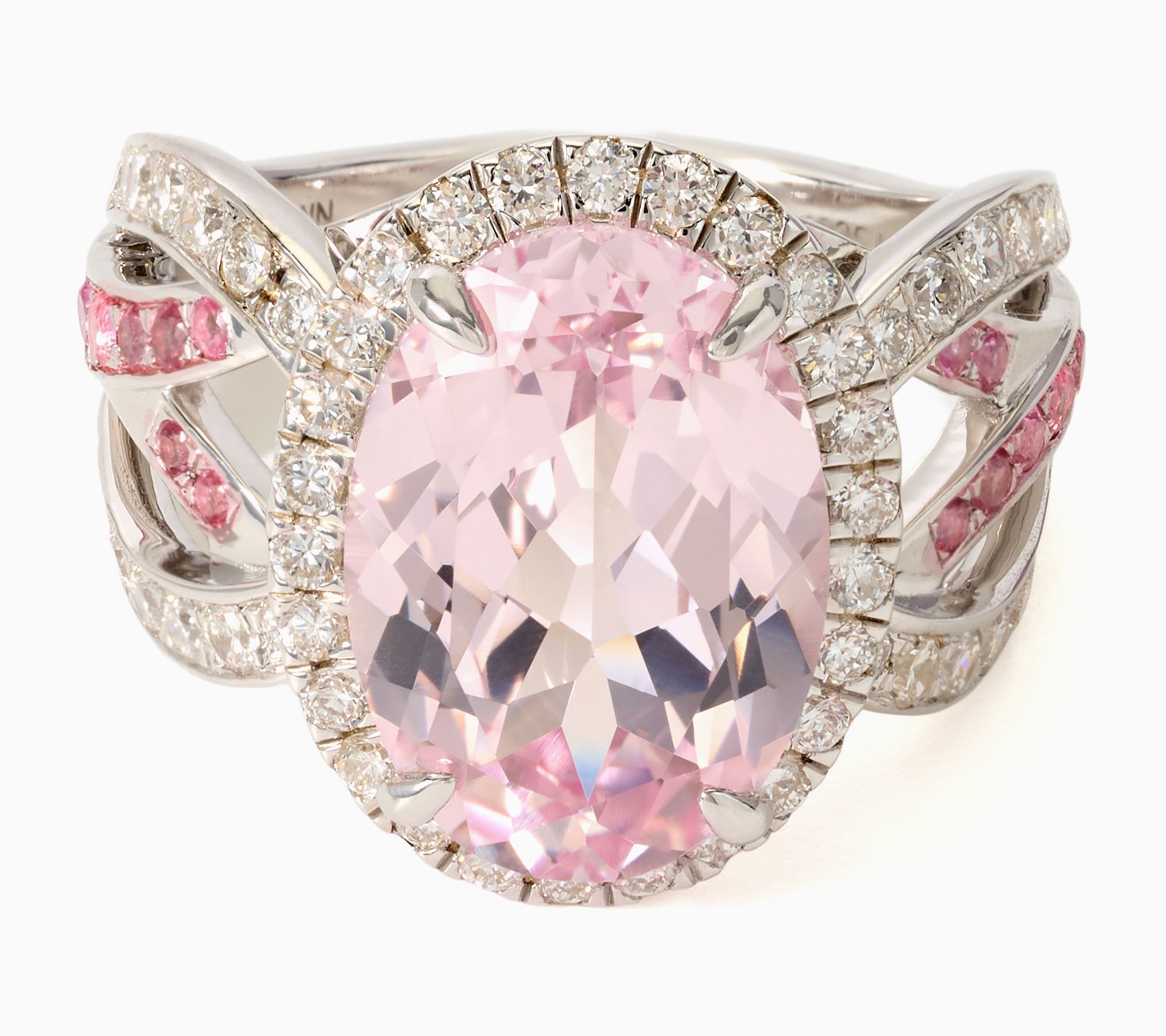 Gemistry Lab Grown Kunzite & Diamond Oval Ring, Sterling Silver