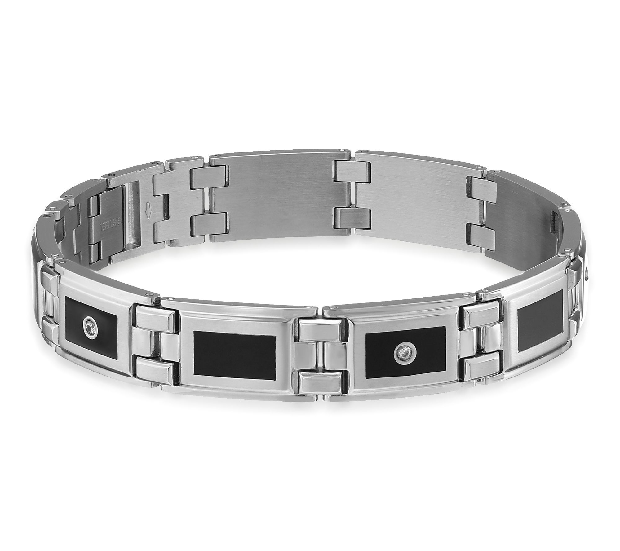 LYNX Men's Stainless Steel Diamond Resin Link Bracelet