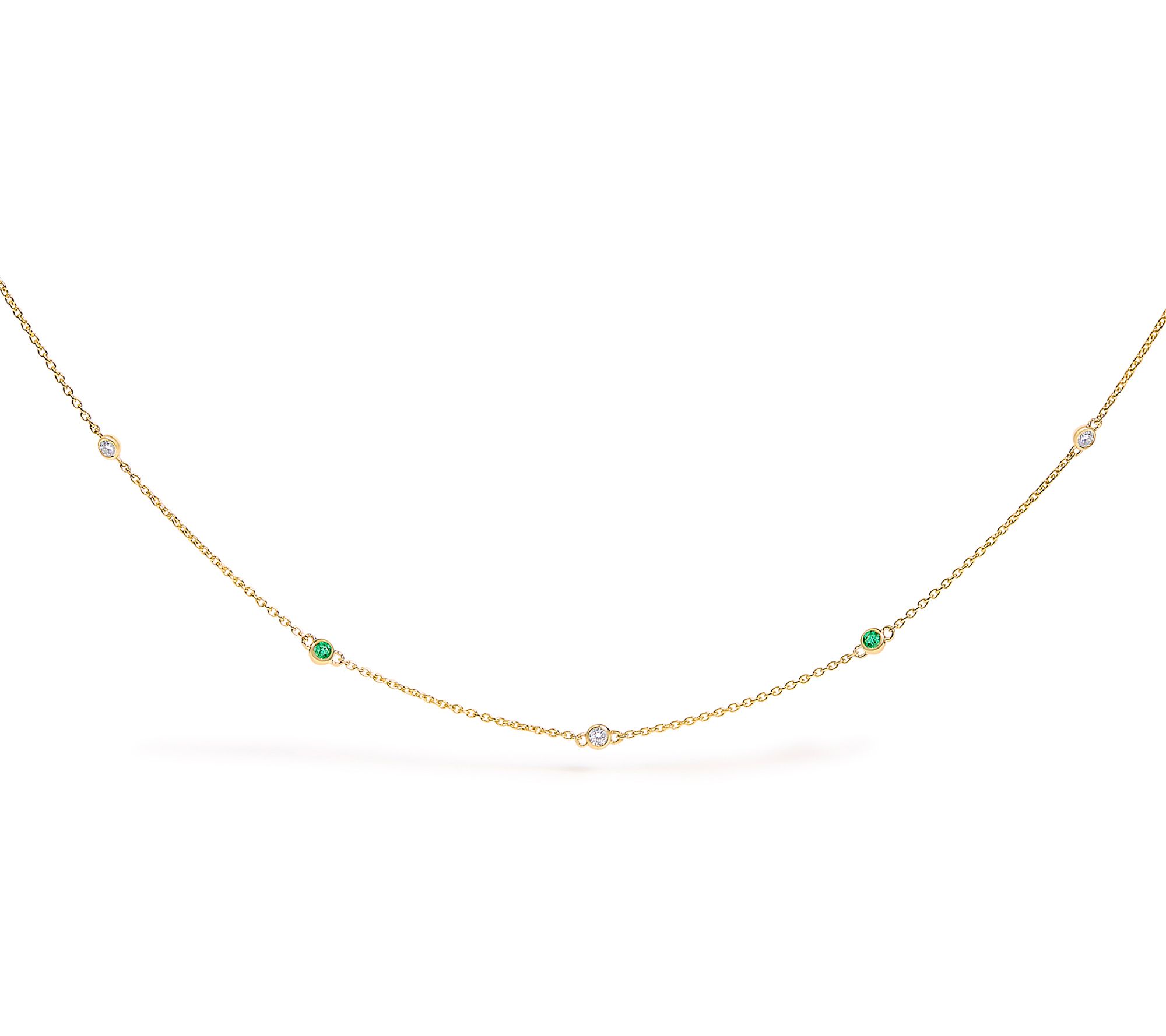 Haus of Brilliance Emerald & Diamond Station Necklace, 14K