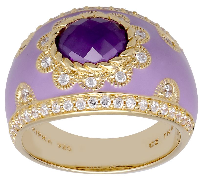 Judith Ripka 14K Clad Amethyst Diamonique Enamel Ring - QVC.com