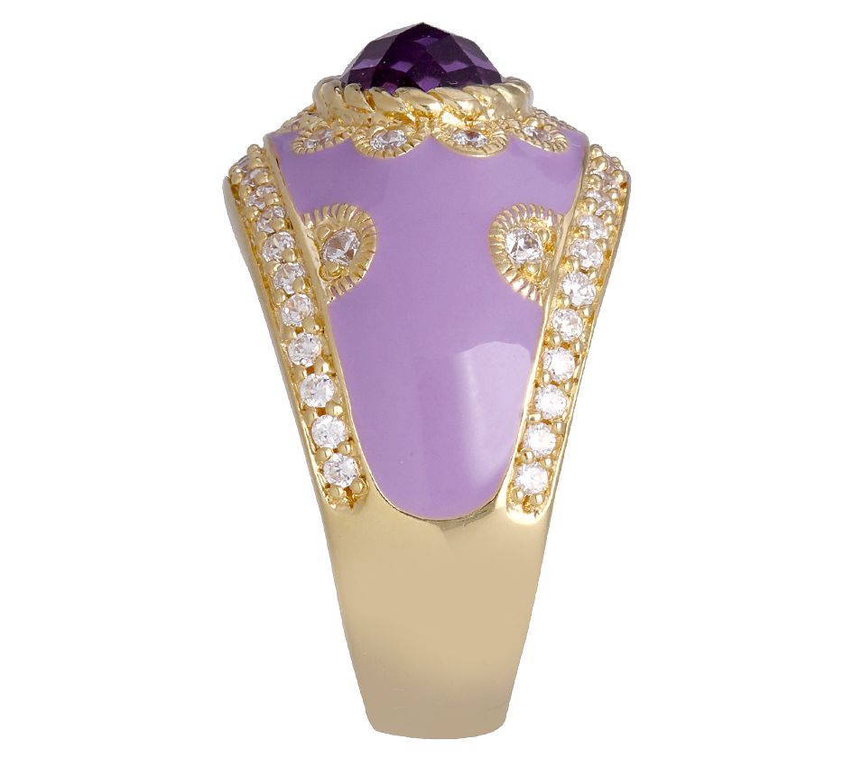 Judith Ripka 14K Clad Amethyst Diamonique Enamel Ring - QVC.com