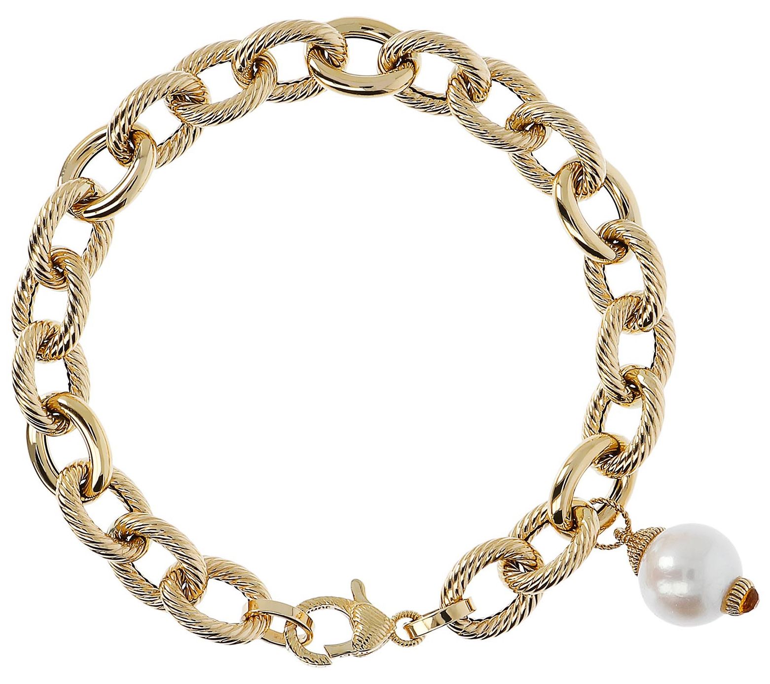 Judith Ripka 71/4" Cultured Pearl Charm Bracelet, 14K Gold