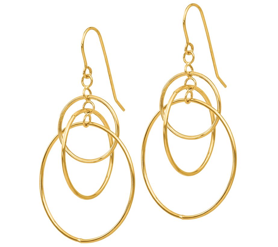 14K Gold Interlocking Hoop Dangle Earrings - QVC.com