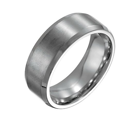 Steel By Design Men's 8mm Beveled Edge BrushedPolished Ring