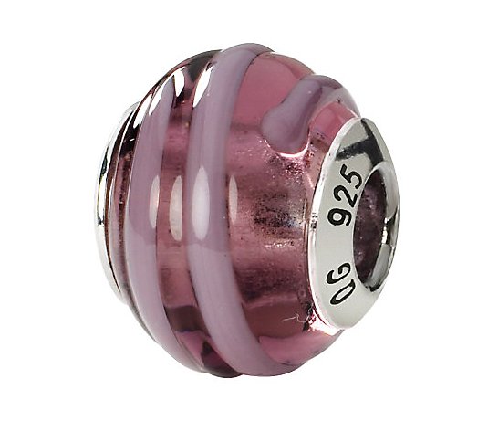 Prerogatives Sterling Pink & Purple Italian Murano Glass Bead