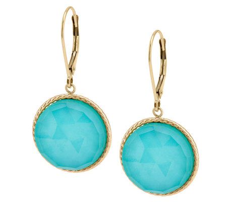 Turquoise Doublet Lever Back or Button Earrings 14K - Page 1 — QVC.com