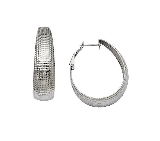 Steel by Design Textured Oval Hoop Earrings